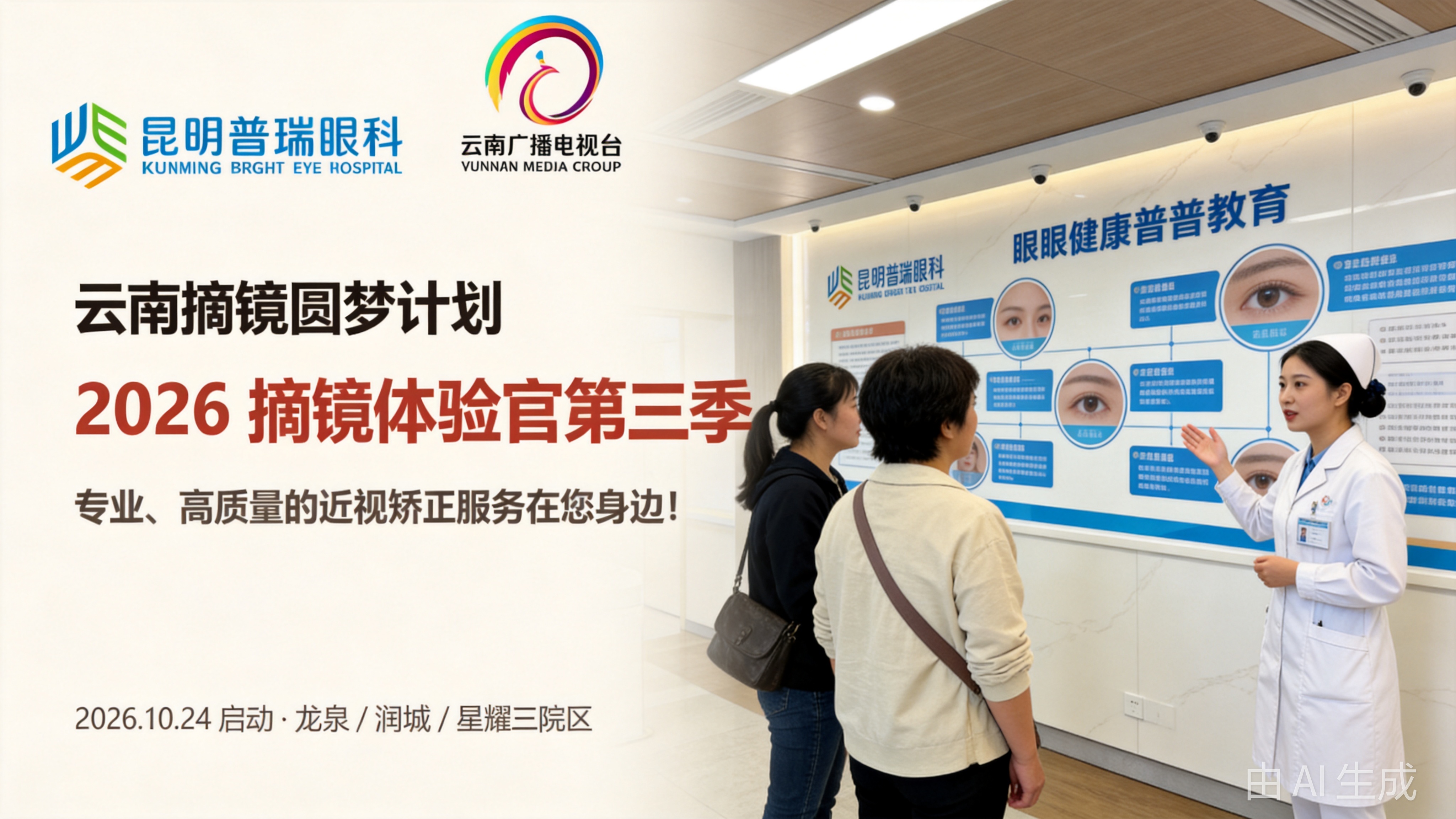 昆明普瑞眼科医院摘镜活动采访现场