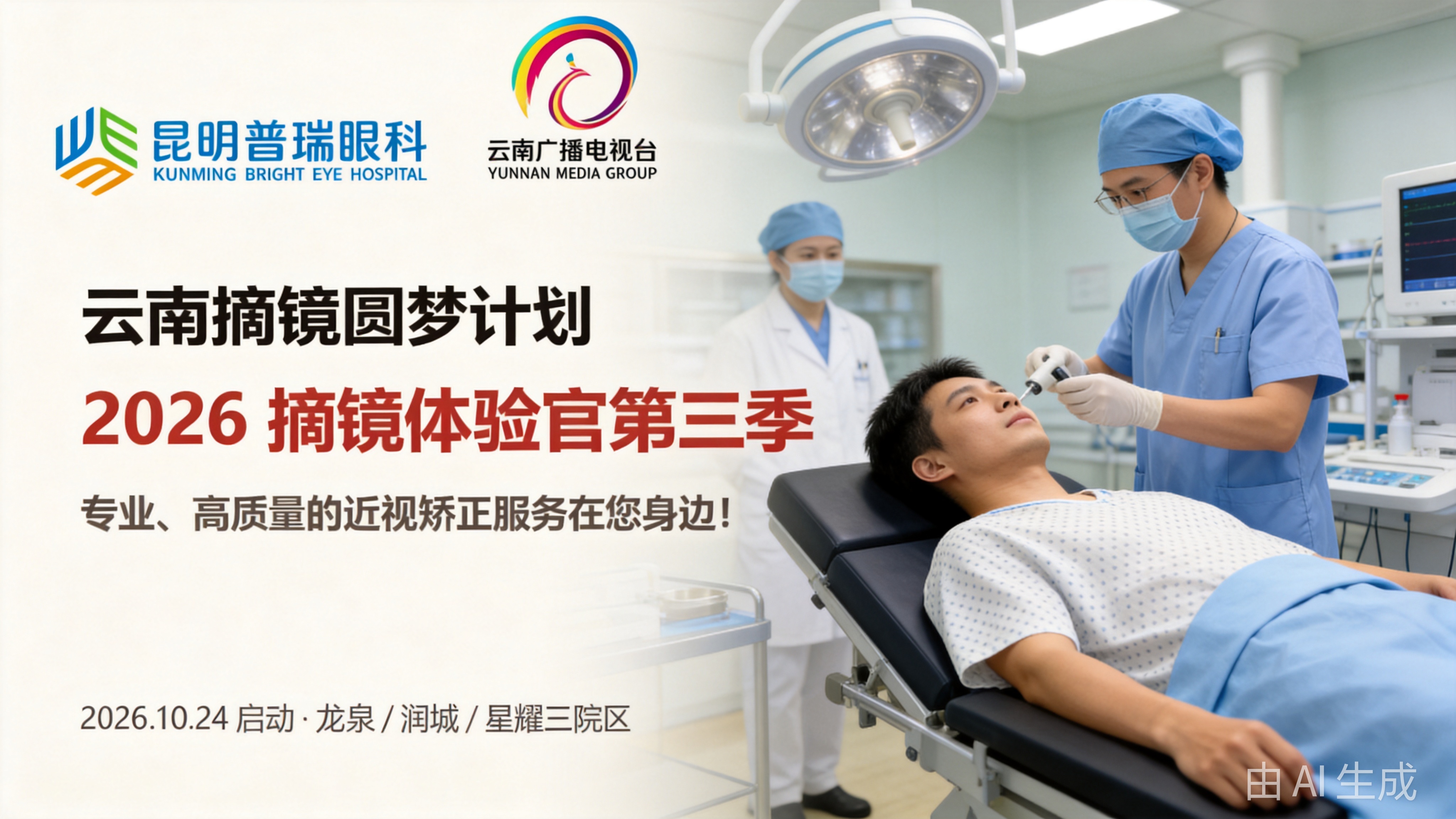 昆明普瑞眼科医院摘镜活动采访现场