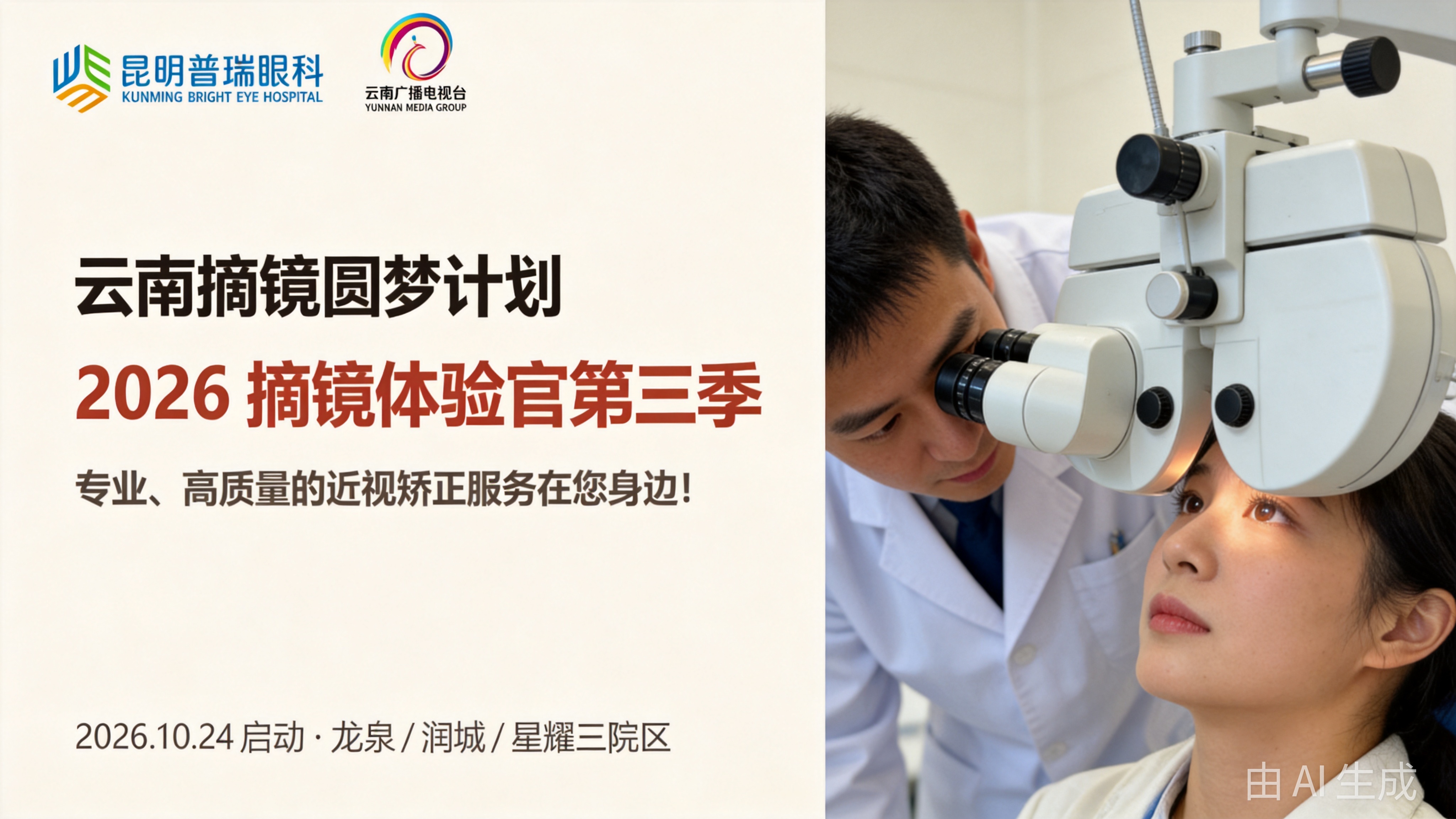 昆明普瑞眼科医院摘镜活动采访现场