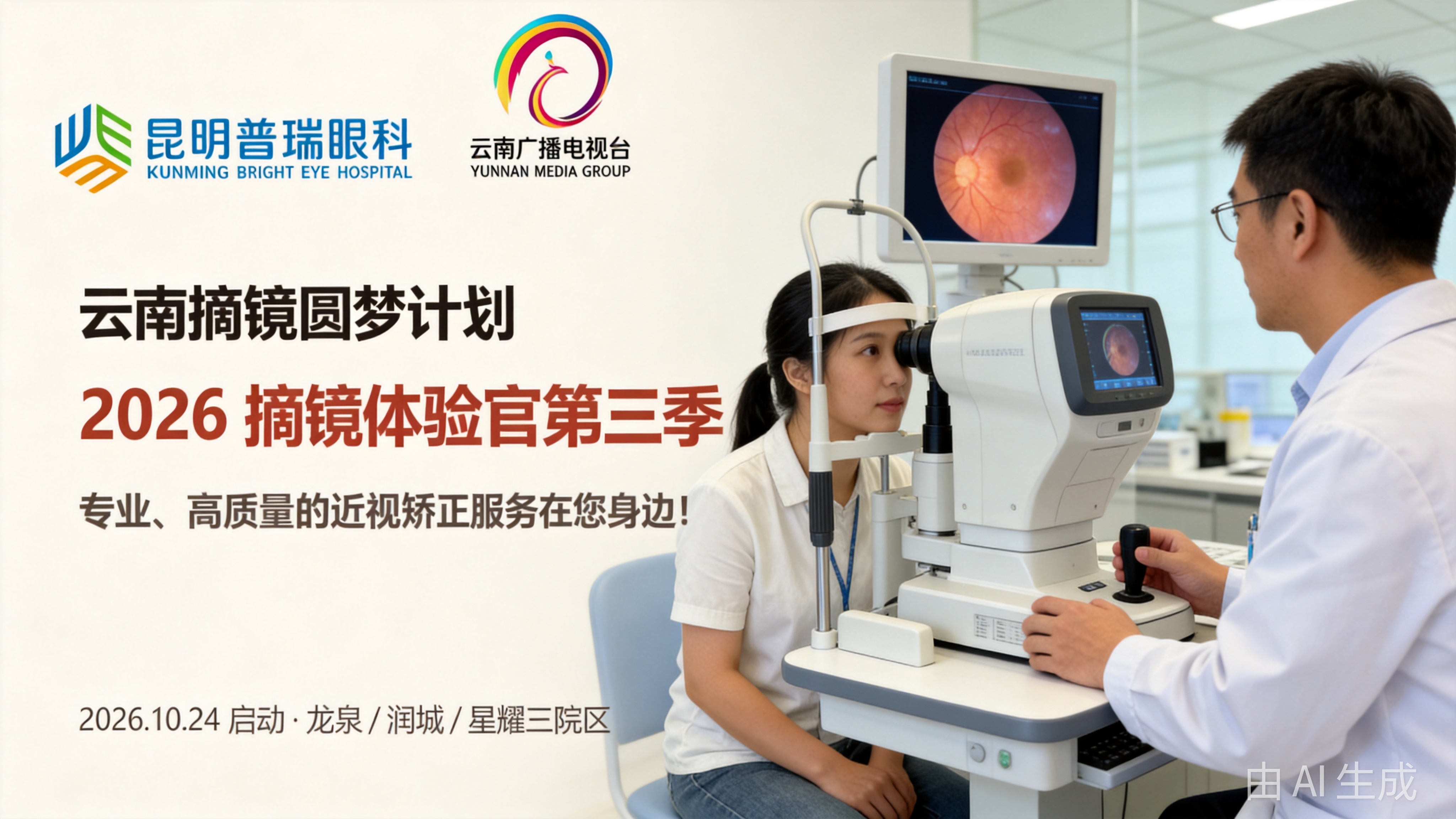 昆明普瑞眼科医院摘镜活动采访现场