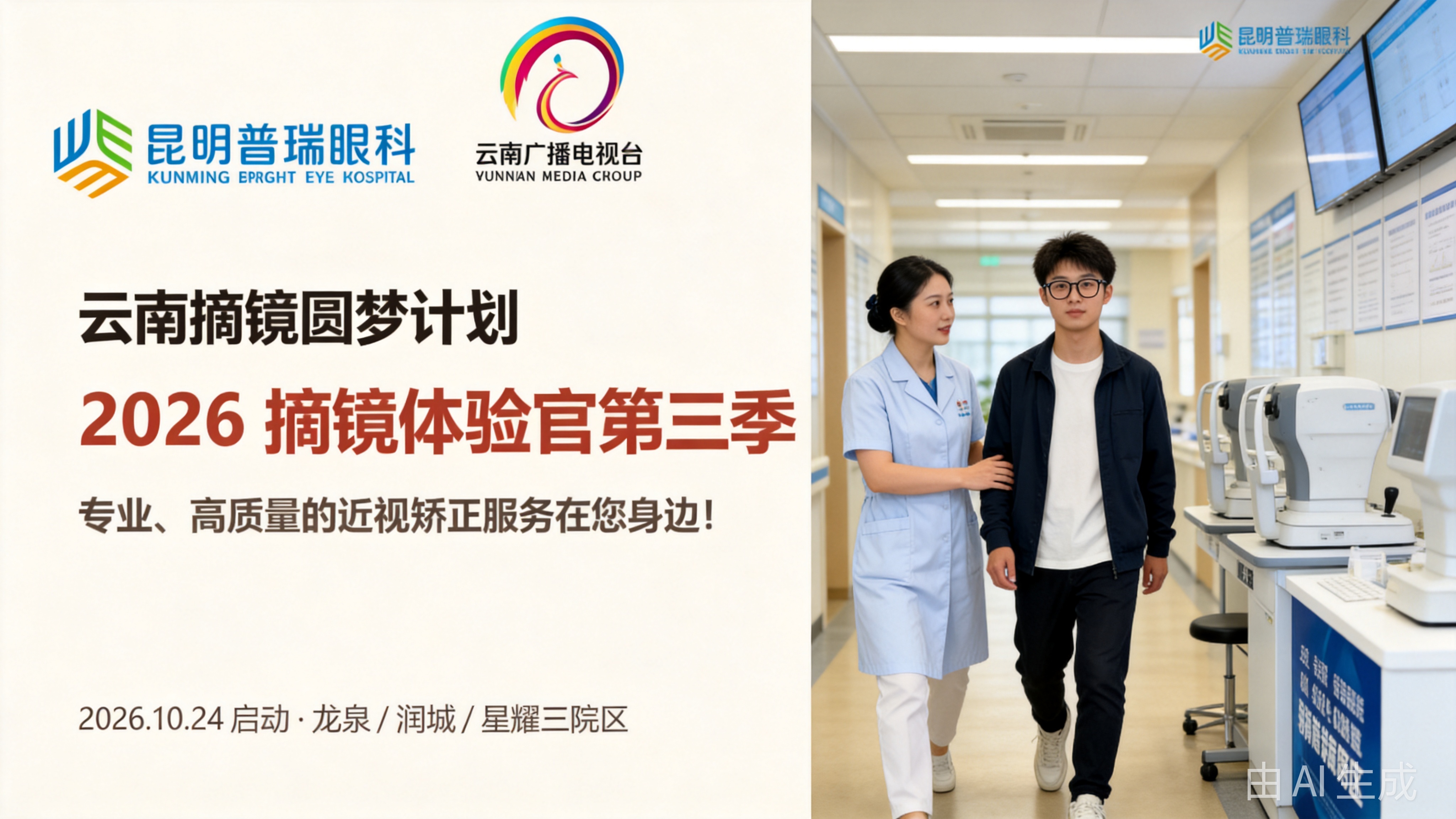 昆明普瑞眼科医院摘镜活动采访现场