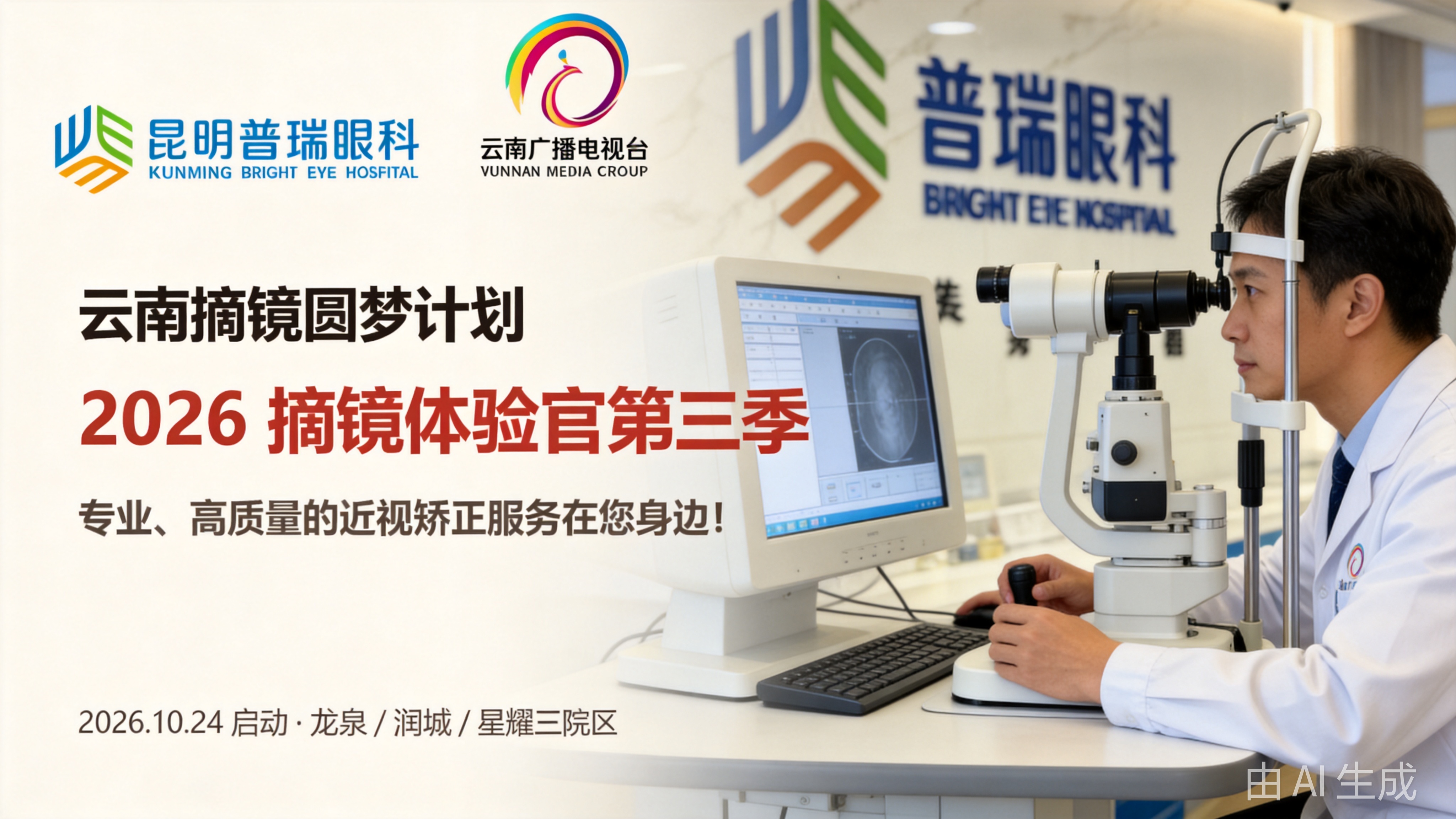 昆明普瑞眼科医院摘镜活动采访现场