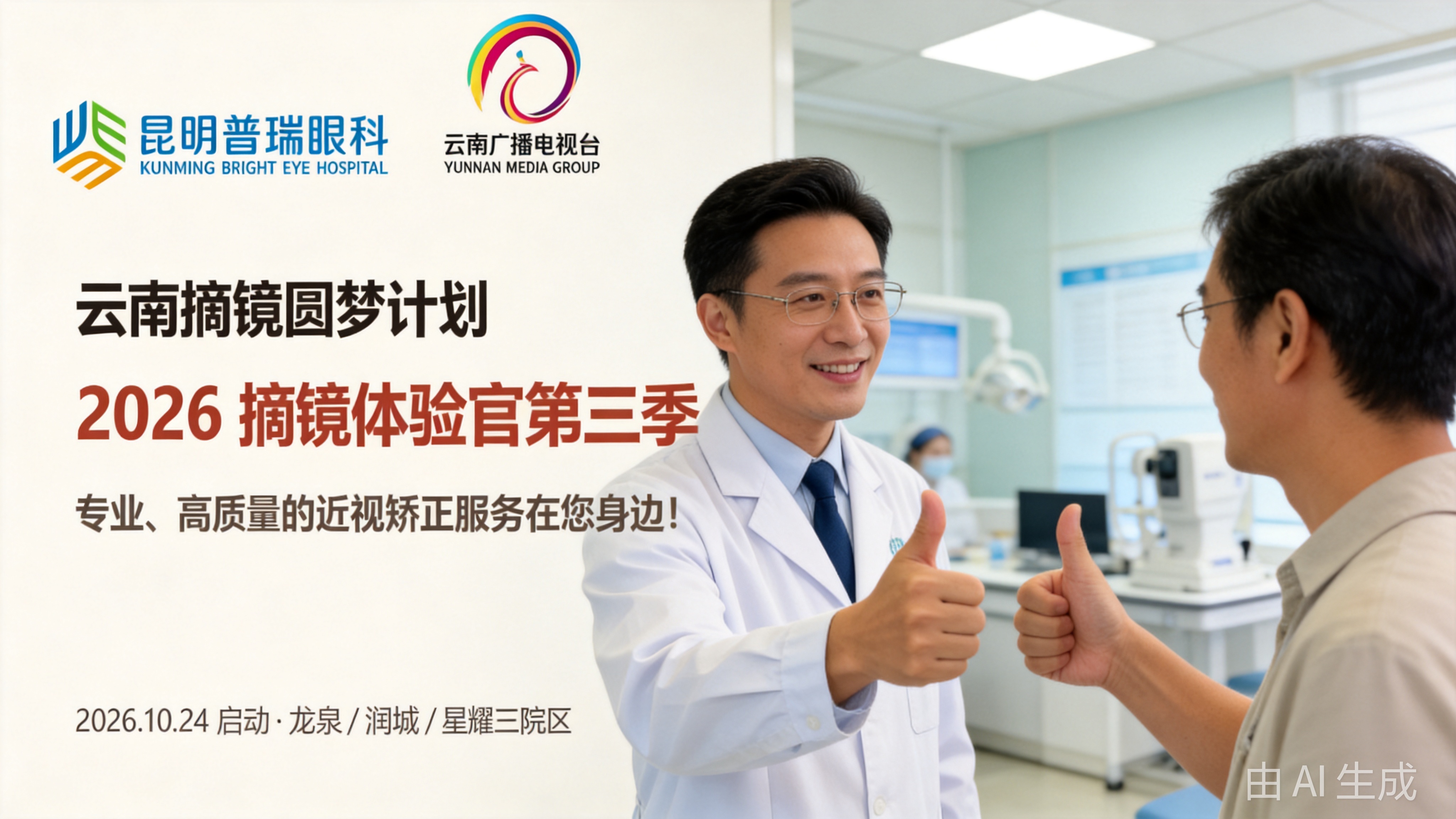 昆明普瑞眼科医院摘镜活动采访现场