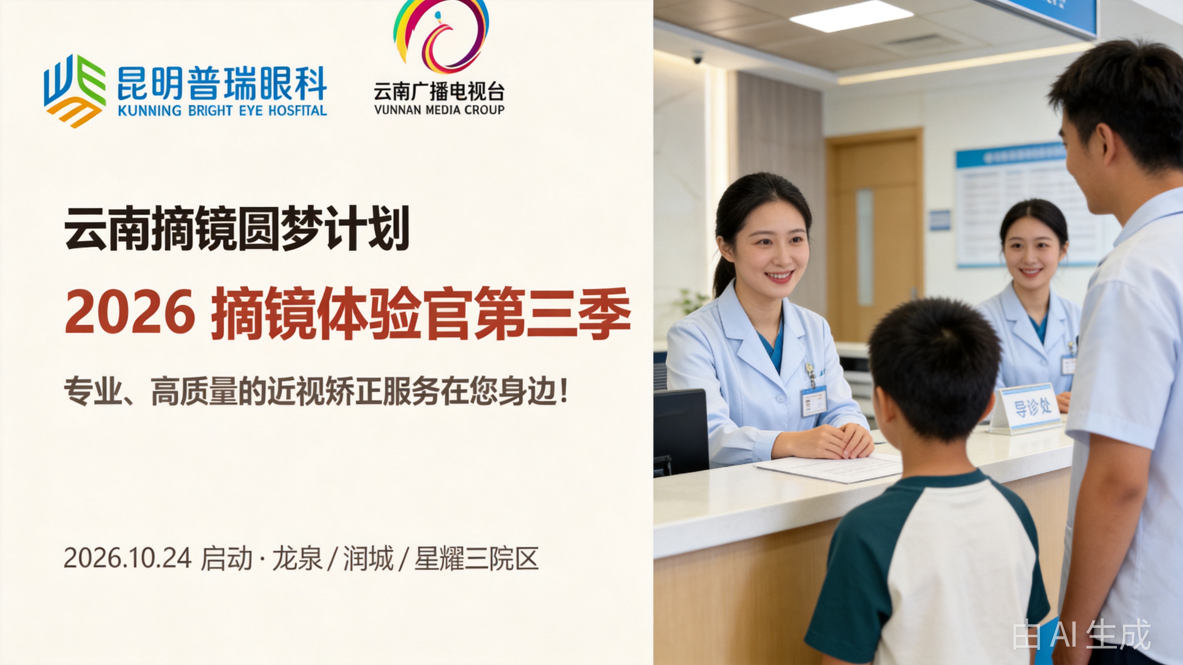 昆明普瑞眼科医院摘镜活动采访现场